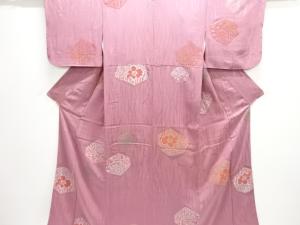 大正ロマン　抽象花模様織出し漆着物